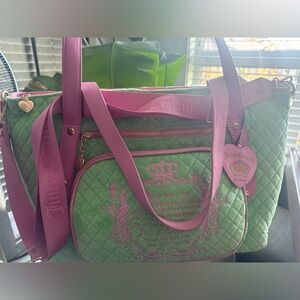 Juicy Couture Pink and green travel Tote Bag must have